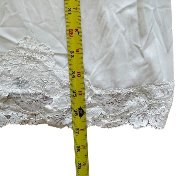 VTG Shadow Line White Lace Nightgown Mini Dress Spaghetti Straps Sweetheart 36 - Picture 7 of 10